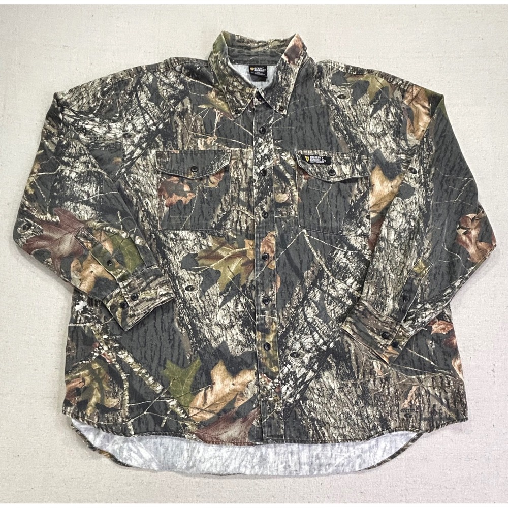Scent Shield Mossy Oak Camo Hunting Shirt Mens XXL Long Sleeve Button Down 1353